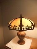 Slag Panel Lamp w/ Bronze Base.