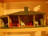 vintage metal ranch doll house with furniture
