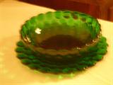 Green bubble glass bowl and plate