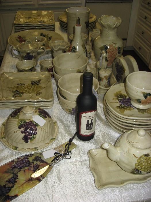 handpainted grape dishes and serveware