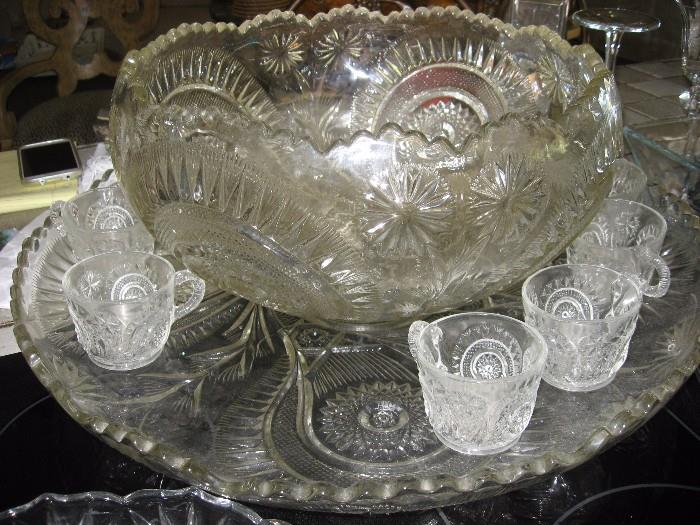 vintage punch bowl and cups