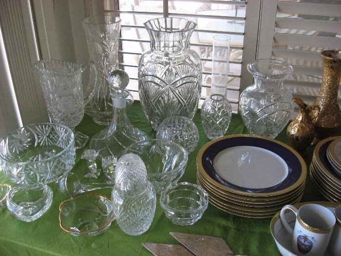 lots of crystal, buffet plates