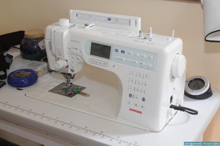 Janome Memory Craft 6600 sewing machine with table