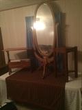 Oak Chevelle mirror, Mission Oak arts and crafts table