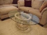 Oval glass coffee table