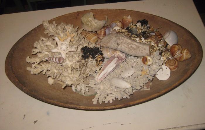 Old wooden bowl with seashells and Corals was $50, now $39