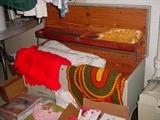 Lane cedar chest and linens