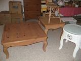 Set of coffee table and end table in knotty pine