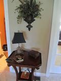 side table and decor