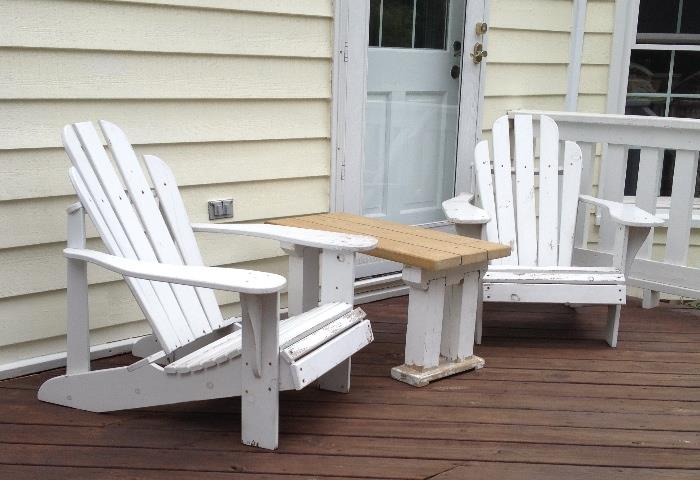 white adirondak wood chairs