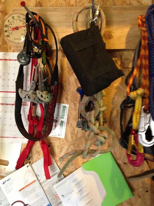 Mountain climbing gear ropes and hooks