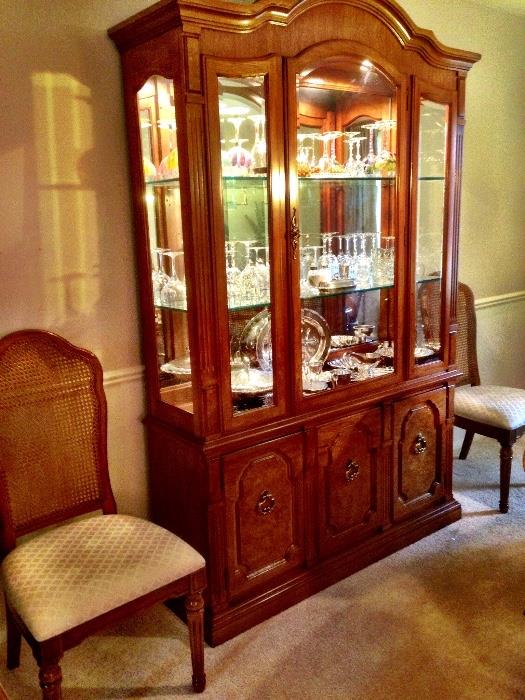 Not A FP Lover?...How About This Show Stopper Then!...BEAUTIFUL Thomasville Lighted China Cabinet w/Beveled Glass...Plenty Of Storage Under It Too!...