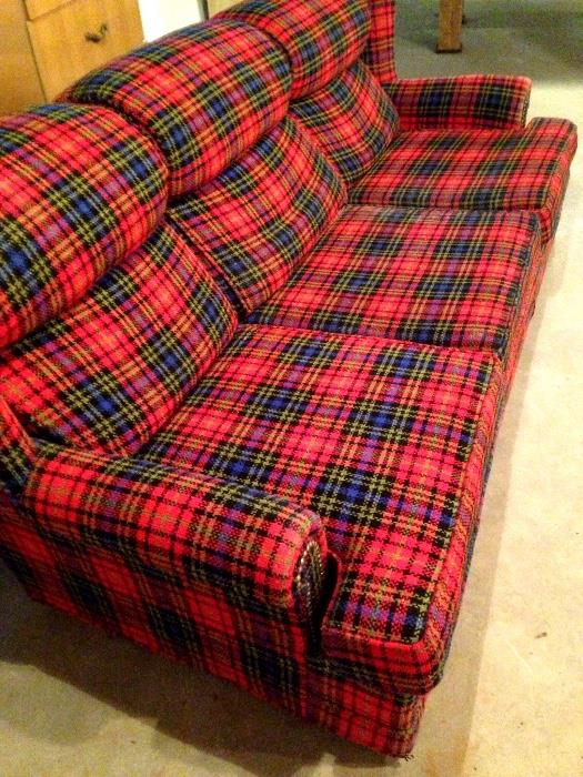3 Cushion Plaid Sofa...Perfect For A Basement, Students Room...Or A Man Cave!...