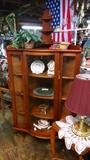 Antique Bow Front Corner Curio