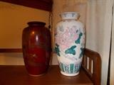 2 TALL Vases - Left: Asian (12.5" tall); Right: Floral (14.5" tall)