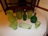 8 Pieces of Green Glassware - Like Green?? - We have a nice selection of it!!!!!