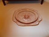 Pink Cake Plate on Pedestal