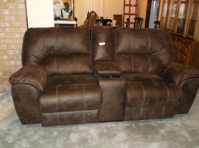 Loveseat or home theater seat or couch with cup holders