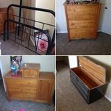 Baby changing station/dresser, chest of drawers, toy box, bed frame