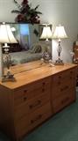 BLONDE MAHAGONY 6-DRAWER DRESSER W/ BEVELED MIRROR by "MENGAL" of Louisville, KY