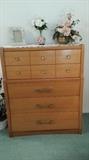VINTAGE BLONDE MAHOGANY 6-DRAWER CHEST BY "MENGAL" of LOUISVILLE, KY