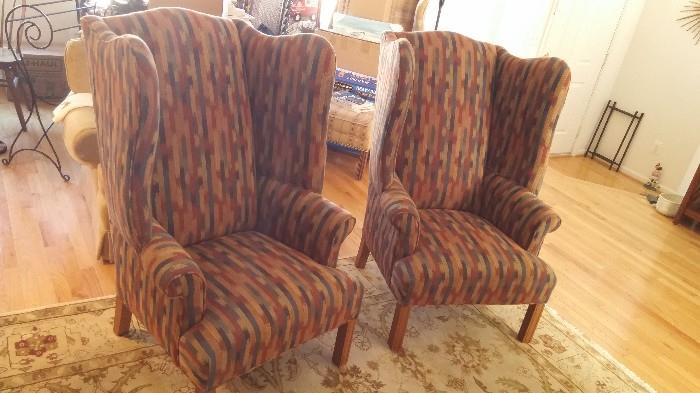 Ethan Allen High Back Chippendale Country Wing Chairs non smoking, no pet home