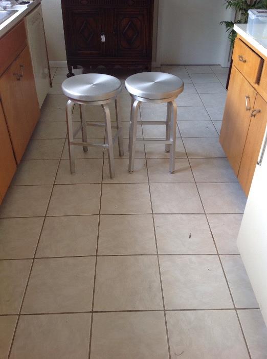 Pair Metal Stools with Swivel Seats
