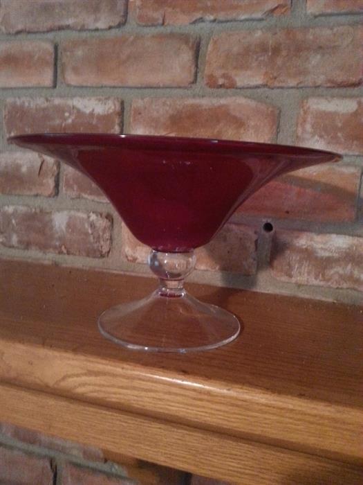 Red and Clear glass bowl
