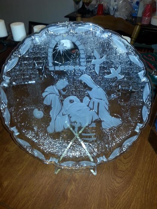 Mikasa Nativity Glass Platter