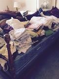 FULL POSTER BED, BEDDING & CLOTHING