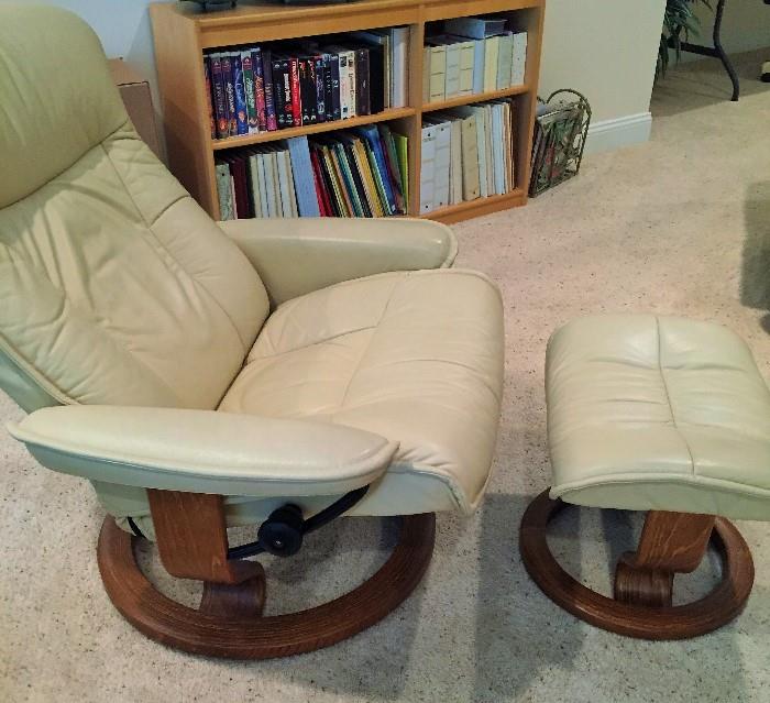 Vintage Ekornes Leather Lounge Chair With Ottoman 