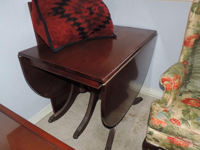 Vintage Drop Leaf Table with Harden Wing Back Chair Adjacent