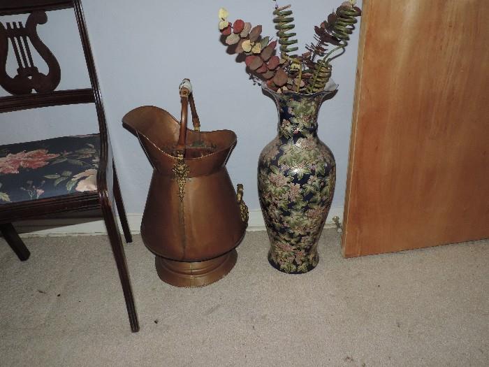 Country Decor and Tall Cloissone Style Vase