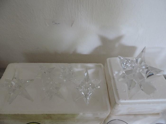 Set of 6 Crystal Candle Holders: 4 Small and 2 Large