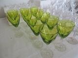 Rare Lime Green Glasses with Crystal Stems