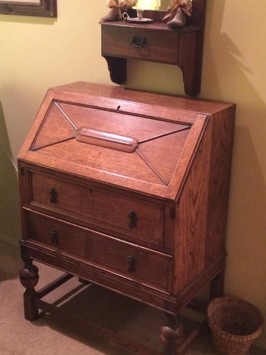 antique drop front secretary desk
