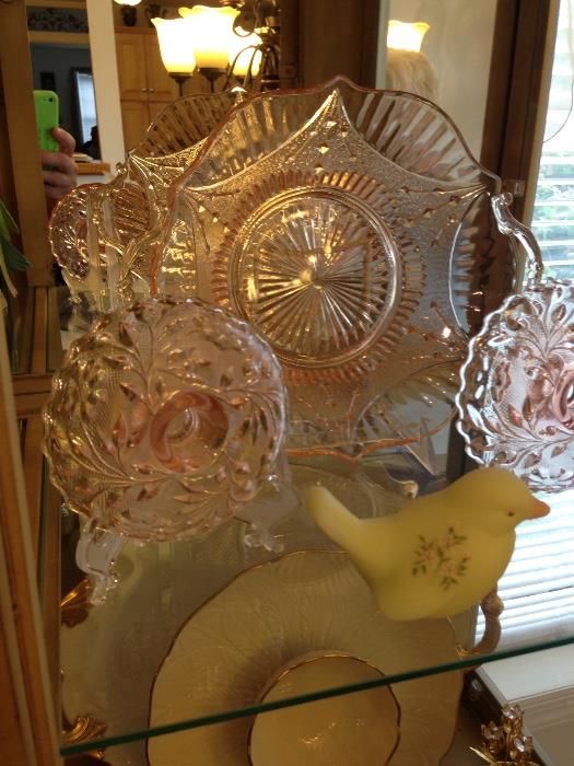 Pink depression glass