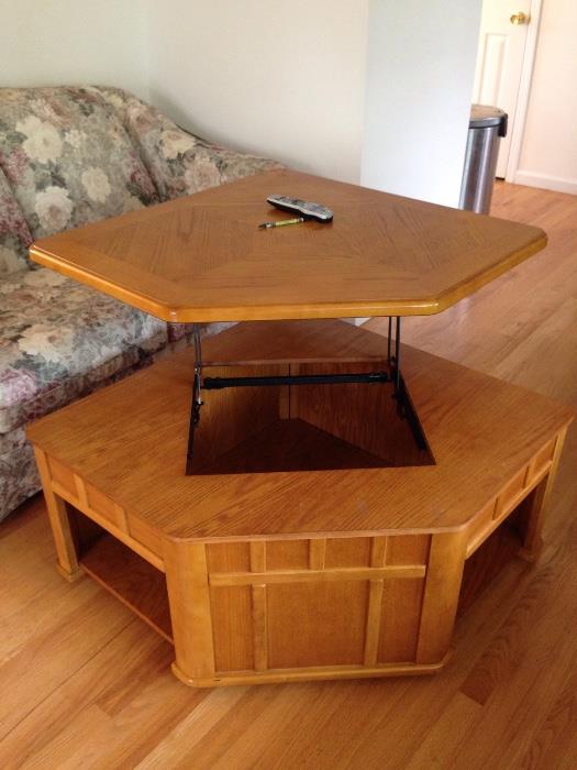 Convertible coffee table for dining or as a work table