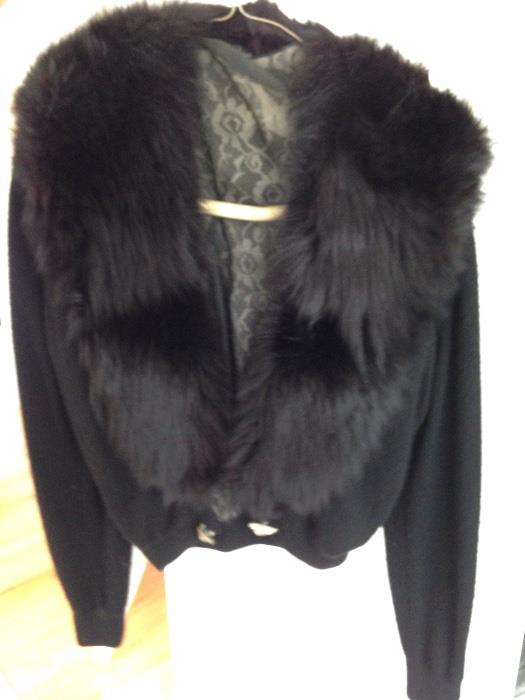 Vintage sweater with mink collar 
