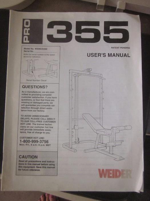 Weider Pro 355, Weight Lifting system