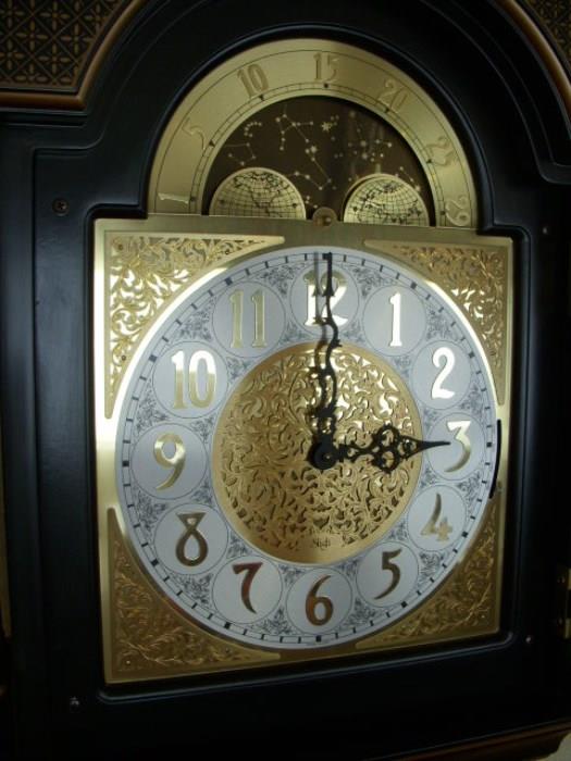 Face of triple chime Sligh grandfather clock