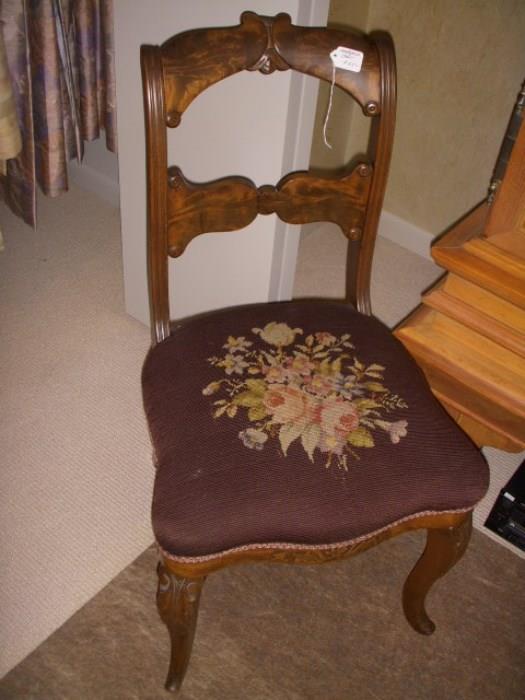 Needlepoint seat vintage chair