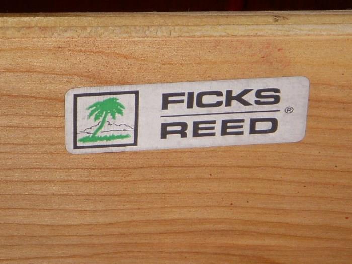 Label in lower drawer of the Ficks Reed cabinets