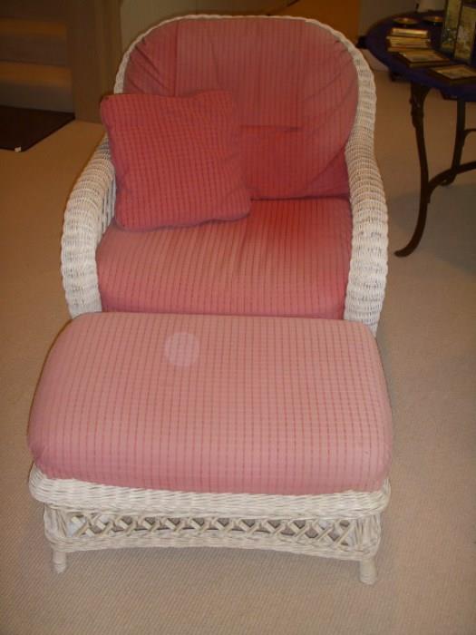 Wicker chair & ottoman