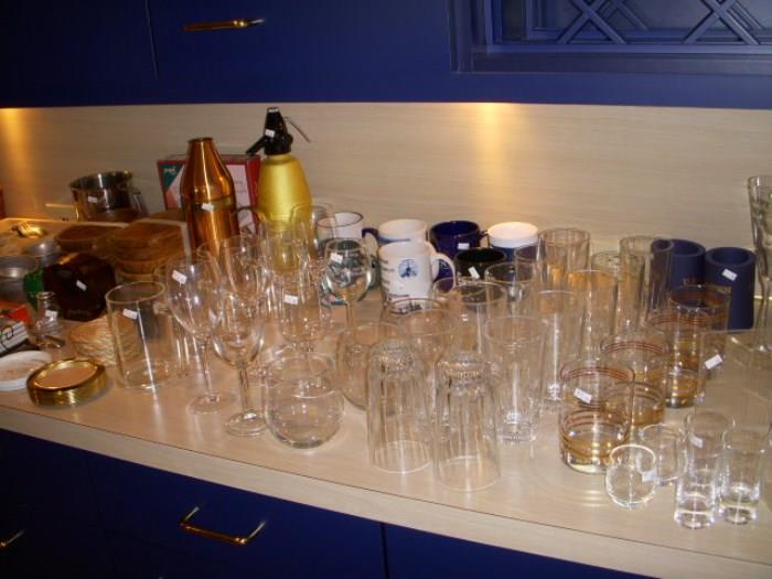 Glassware, bar items, etc.