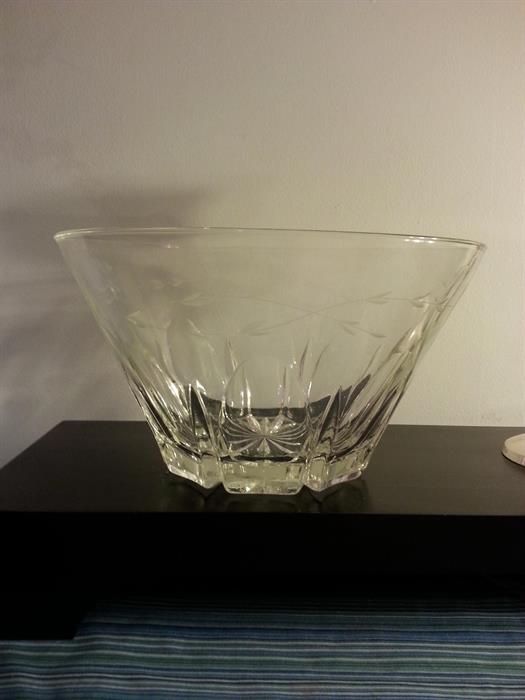 Large Etched Glass Bowl