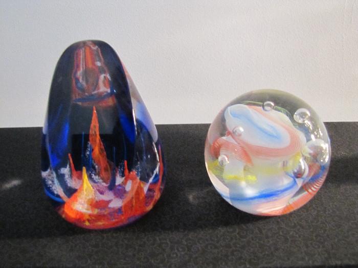 More Caithness signed and number paper weights..One is Passion, and the round is the Juggler