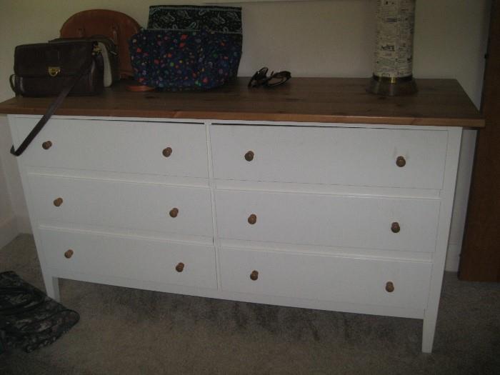 White dresser with pine top - $125