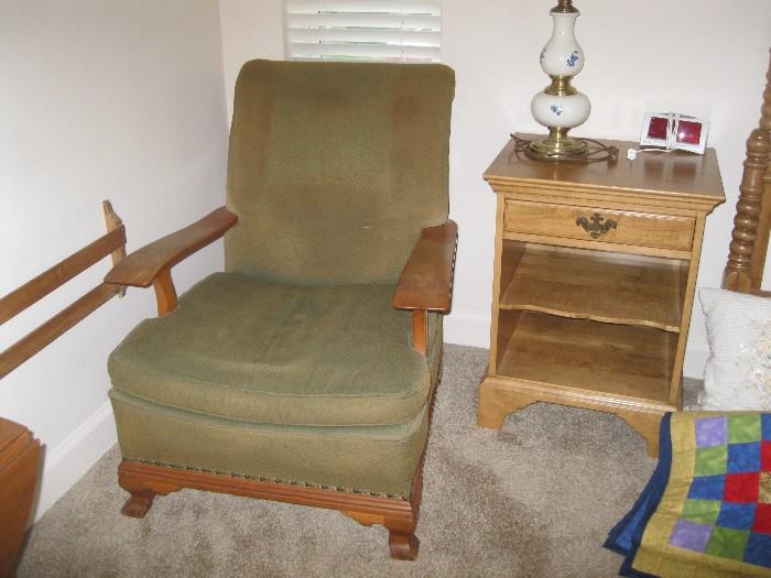 wood chair, needs re-upholstering 
