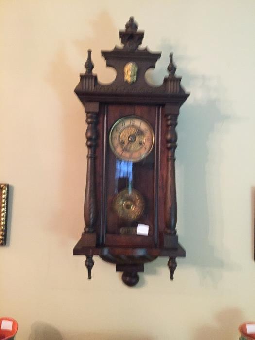 Great 19th-century wall clock in working order.